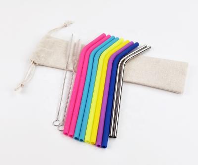 China High Quality Stainless Steel Viable Straw Silicone Straw Set Viable for sale