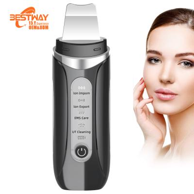 China Home Beauty DEEP CLEANSING Device Peeling Ultrasonic Facial Cleanser Skin Scrubber Pore Machine for sale