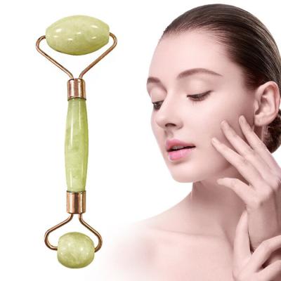 China Whitening Facial Massage Derma Roll Natural Pink Green Jade Roller Stone For Face Set Massager for sale