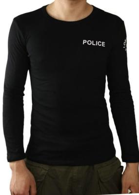 China Outdoor Cotton Long Sleeve Mens Cargo T-Shirt Black For Police for sale