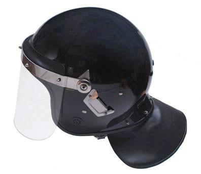 China Black Police Anti Riot Helmets , Military Combat Helmet with PC Mask for sale