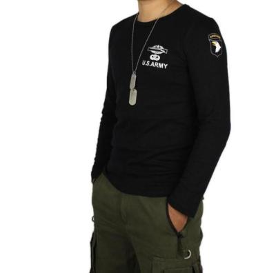 China Polyester Black Mens Cargo Shirt , Spring Military Tactical T Shirt for Men for sale