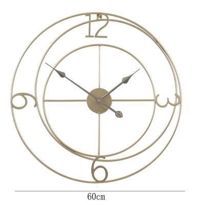 China Art Decorative Clocks Golden Creative European Antique Modern Minimalist Large Iron Digit Style Art Wall Clock for sale