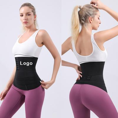 China New Antibacterial Design One Size Fit All Compression Weight Loss Belly Body Wrap Waist Trainer With Loop And Invisible High Hooks for sale