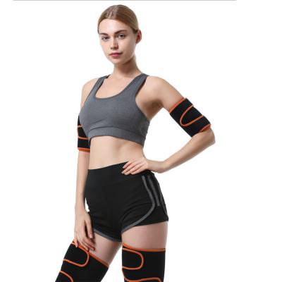 China Custom Logo Antibacterial 4 Piece Set Sweat Arm Band Thigh Trimmer Wraps Fat Burning Men Women Arm And Thigh Waist Trainer With Phone Pocket for sale