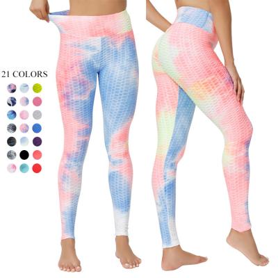 China Hot Selling Breathable Plus Size Women Slimming High Waisted Gym Fitness Workout Yoga Panties Bubble Textured Leggings Butt Lift Tights for sale