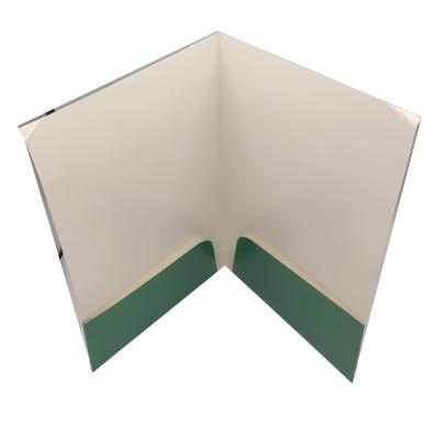 China Custom high quality pearl paper folders, high end tan textured paper folders with pockets for sale