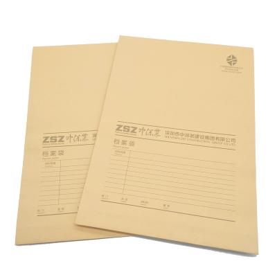 China Yellow Custom File Folder Kraft Paper Paper File Bag Shop Office Paper Custom Display Printing for sale