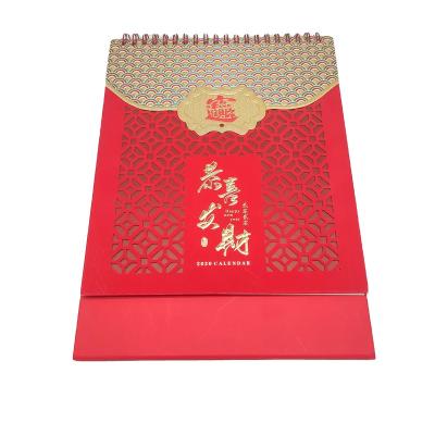 China Table Calendar Customized High End Red Iron Circle Desk Calendar Customized Printing Time Planning Desk Calendar for sale