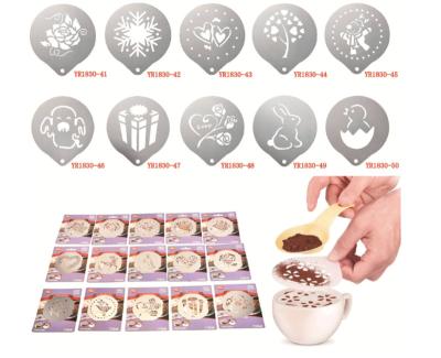 China Minimalist Customized Food Grade Stainless Steel Coffee Cappuccino Foam Latte Art Stencil Decorating Coffee Stencils for sale