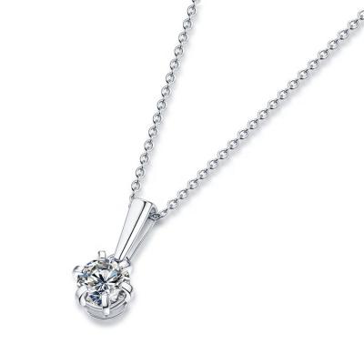 China Fashion simple silver female Korean trend moissanite six-claw moissanite necklace luminous necklace for sale