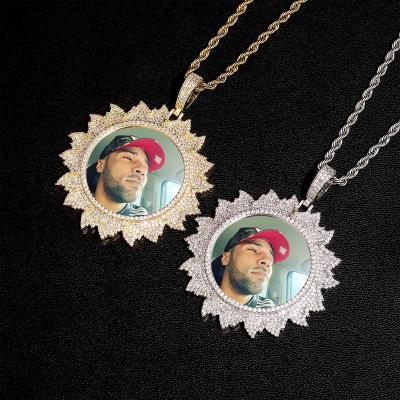 China New Hiphop Custom Photo Custom Pendant Iced Out Micro Pave CZ Round Pendant For Men Women Accessories Jewelry Wholesale for sale