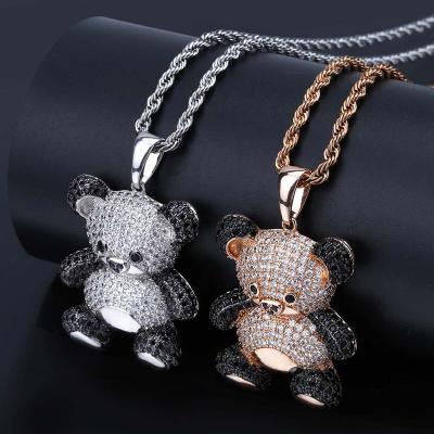 China Pretty Hiphop Zircon Panda Pendant Necklace Women Accessories Gold Silver Plated Jewelry Free Shipping for sale