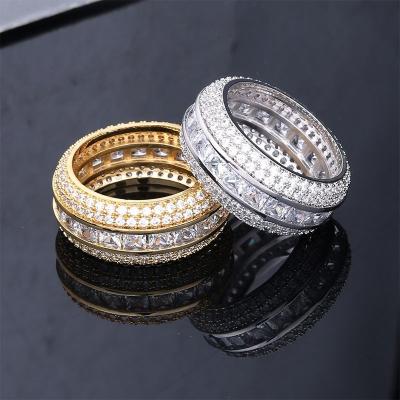 China Hiphop Wand Men's Ring Copper Material Charm Gold Color AAA Cubic Zircon Iced Out RING Fashion Hip Hop Jewelry for sale