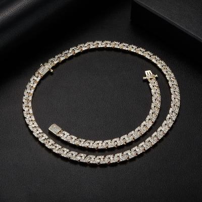 China Hiphop Jewelry Diamond Iced Out Collana 18K Cuban Link Chain Necklace Hitter [CN10044-9mm] HipHop Bling 18inch For Women Men for sale