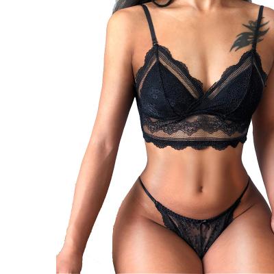 China Antibacterial Wholesales Romantic Sexy Young Ladies Lace Up Back U Bralette Soft Wire Free Bras Cami Tube Top Lace Bra for sale