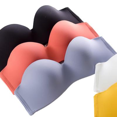 China Strapless Bandeau Padded Breast Lift Seamless Invisible Bra Backless One Piece Demi Cup Push Up Strapless Women's Bras Women's Bras for sale