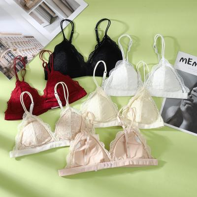 China QUICK DRY Women's French Bralette Bra Lingerie Encaje Sexy Wireless Bra Women Lace Up Bralette for Young Teen Girls for sale