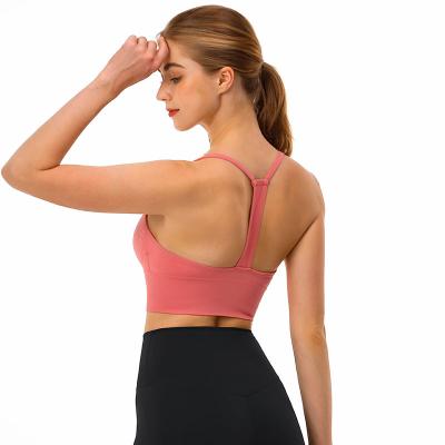 China QUICK DRY Racerback Sports Bras Padded Y Racer Back Cropped Tops Bra For Yoga Running Fitness Impact Workout Gym Activewear Bra Low for sale