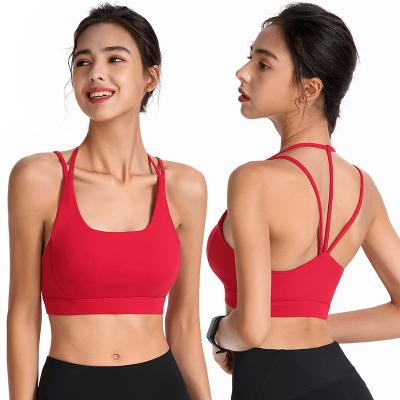 China QUICK DRY Women Y Back Padded Strappy Sports Bra Plus Running Bra Fitness Activewear Tops Yoga Waist Support Tops Gym Wear Bras for sale