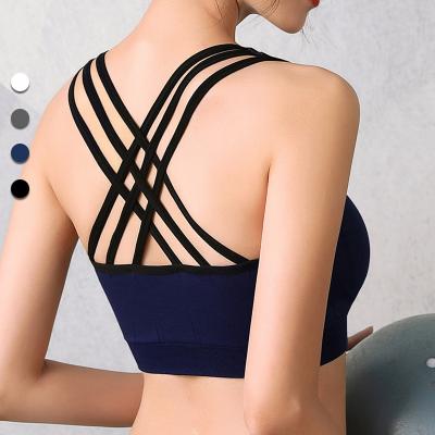 China Seamless Women's Strappy Y Cross Back Sports Bra Running Workout Fitness Gym Wear Bras Yoga Hot Sexy Corp for sale