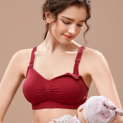 China Anti-Bacterial High Quality Plus Size Nursing Bra Breathable Women Breastfeeding Underwear Clothes Seamless Maternity Bra Push Up for sale