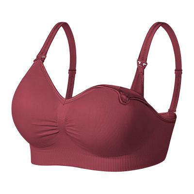 China Wholesale Ladies Antibacterial Feeding Bra Clip Down Bra Sleep Maternity Bra Front Open Woman Maternity Nursing Breastfeeding Underwear for sale