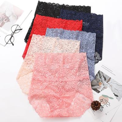 China Hot Selling Women's Underwear Sexy Lace Panties Antibacterial High Waisted Plus Size Ladies Knickers Women Boxer Briefs for sale