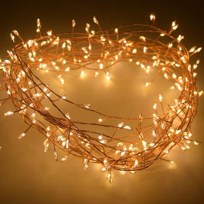 China Warm White Christmas Decoration 10m 300led 12V Copper Wire Firecracker Light With Plug In for sale