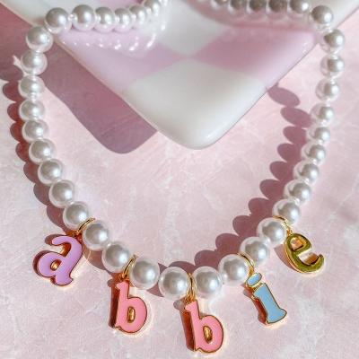 China TRENDY NS005 18K Gold Plated Stainless Steel Letters Name DIY Custom Bead Beaded Jewelry Accessories 90s Y2K Necklace For Teenagers for sale