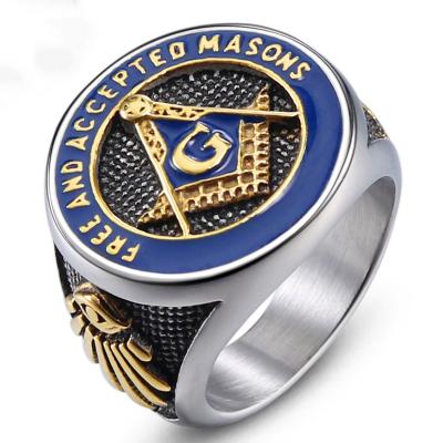 China FASHIONABLE High Quality Custom Masonic Freemason Mason Rings Jewelry Letter G 316L Stainless Steel Punk Onyx For Men for sale