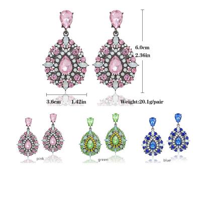 China Luxury Hyperbole Boutique Jewelry Water Drop Diamante Gems Even Rhinestone Bridal Crystal Dangle Earrings Women Prom Party Statement for sale