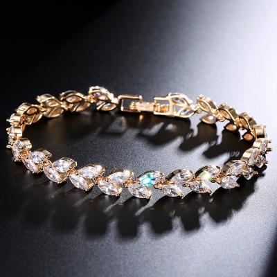 China FASHIONABLE High Quality 18K Gold Plated CZ Brass Bridal Zircon Zircon Luxury Bracelet For Women Bridesmaid Jewelry for sale