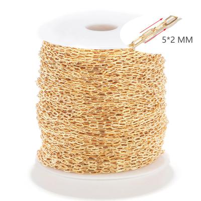 China Stainless Steel Chains Roll One Meter 18K Gold Plated Flat Paper Clip Link Chains For Jewelry Making Necklace Accessories PS013 for sale