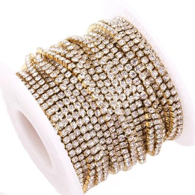 China 2Mm Stainless Steel Accessories Gold Diamond Crystal Rhinestone Trim Roll Cup Waterproof Tennis Chain 3Mm For Jewelry Making Diy Butterfly Shape for sale