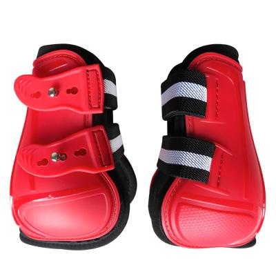 China Easier to adjust the tightness of the leg protectors. Easier to adjust the tightness of the leg protectors. Hind legs (pairs) - PU of jumping horse cuffs plus air intake speed, effectively protect horse leg tendon for sale