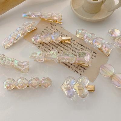 China JIANYI Sweet Shape Korean Transparent Hair Clips Accessories Women Summer Acetate Clear Chain Hair Clip Hairpin Wholesale for sale