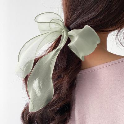 China Designer Vintage Inspired Bow Scrunchies Fashionable Chiffon Women's Elastic Hair Scrunchies Hair Accessories For Women for sale