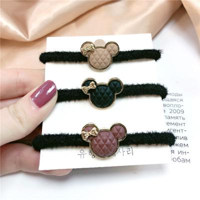 China New Hair Rope Hair Accessories Scrunchies Children Elastic Bands Ponytail Holder Bear Mickey Hair Bands Women Black Elastic Rubber Use for sale