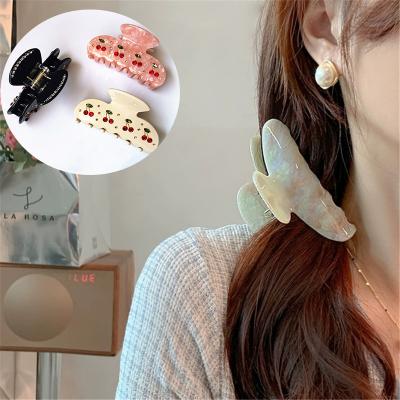 China 2022 Korea Women Acetate Shark Ponytail Hairpins Headband Girls Diamond Cherry Hair Claw Clips For Wear Hair Style Hair Accessories for sale