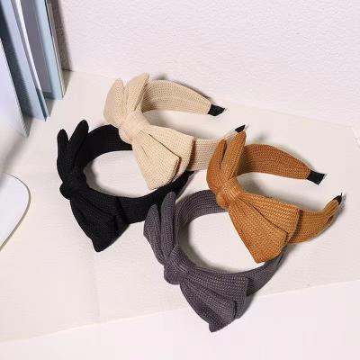 China European and American style JIANYI knitted fabric solid color simple temperament bow headband for sale