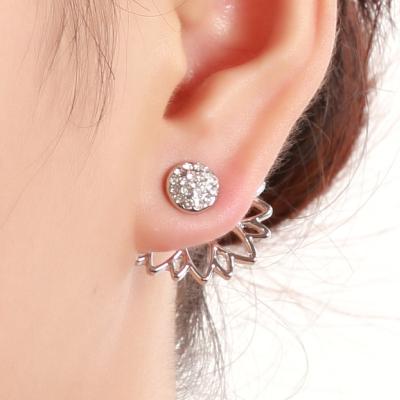 China European and American women's FASHION Lotus shaped 5g ultra light full drill front and back earrings for sale