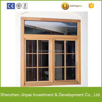 China Swing Interior Solid Wood Window Grill Design With Tempered Glass for sale