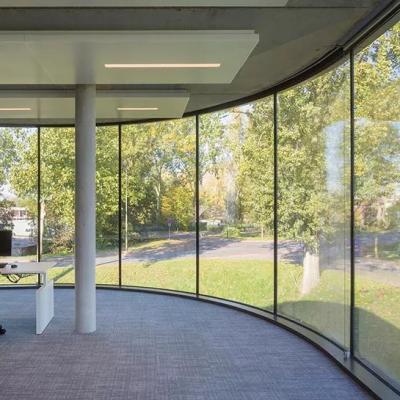 China Fixed floor in ceiling aluminum curved glass windows for sale