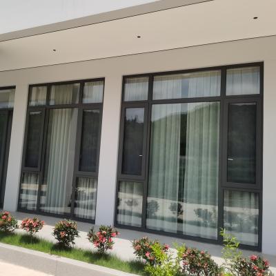 China Post-modern high quality thermal bridge aluminum profile insulated double swing glass window with stainless steel mesh for sale