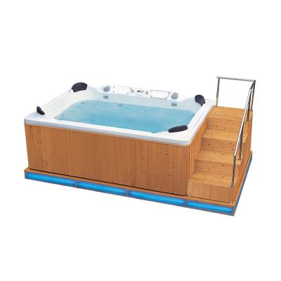 China New Fashional 12 Person Garden Use Free Spa Massage Wooden Bathtub For With Seat for sale