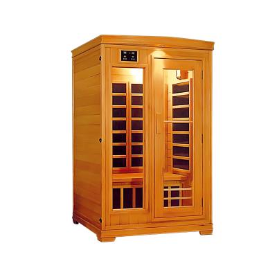 China Computer Control Panel K-7118 1-2 People Capacity Solid Wood Portable Infrared Sauna for sale