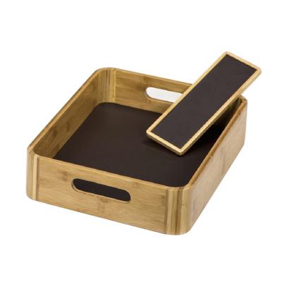 China Eco Friendly Rectangular Bamboo Valet Tray Shoe Baseket For Guestroom for sale