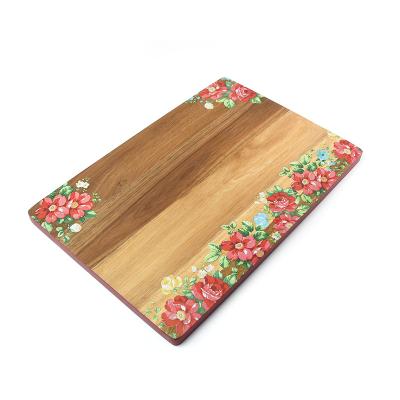 China Large Color Print Sustainable Acacia Wood Cutting Board For Kitchen for sale