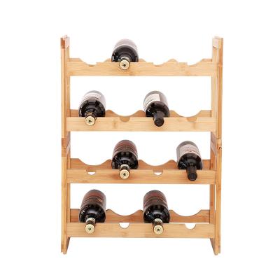 China Creative Bamboo Rack Floor-standing Sustainable Wooden Wine Rack Wine Bottle Storage for sale